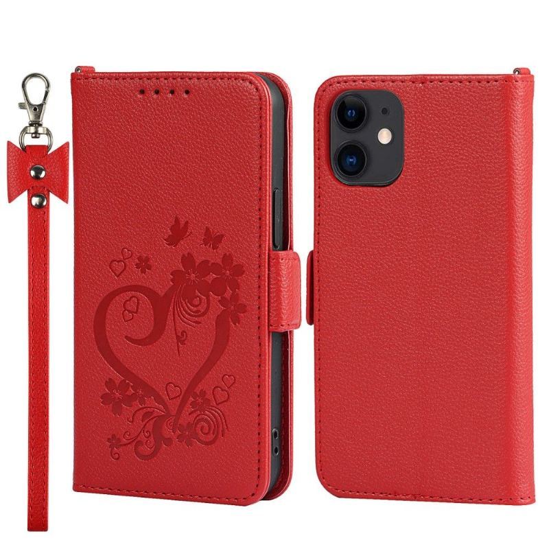 Etui Folio do iPhone 12 Mini Kwiatowe Serce