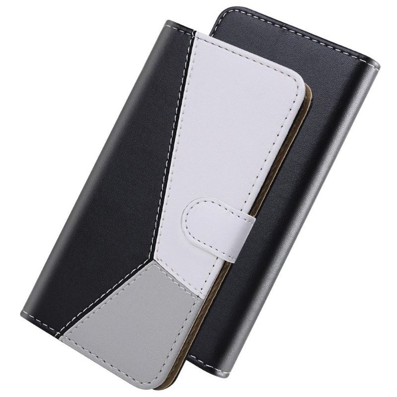 Etui Folio do iPhone 12 Mini Tricolor Stitching - Czarny