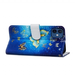 Etui Folio do iPhone 12 Mini Złoty Motyl