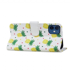 Skórzany Futerał do iPhone 12 Mini Ananas