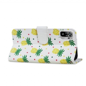 Skórzany Futerał do Xiaomi Redmi Note 10 4G / Note 10S Ananas