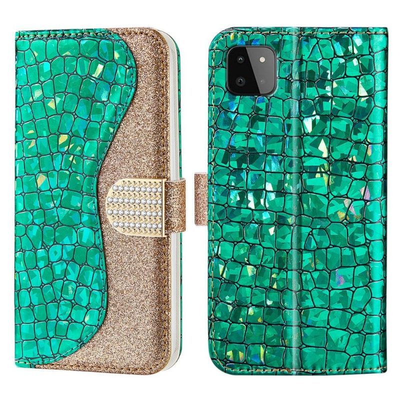 Etui Folio do Samsung Galaxy A22 5G Obrzeża Luksusowe Croco Cekiny