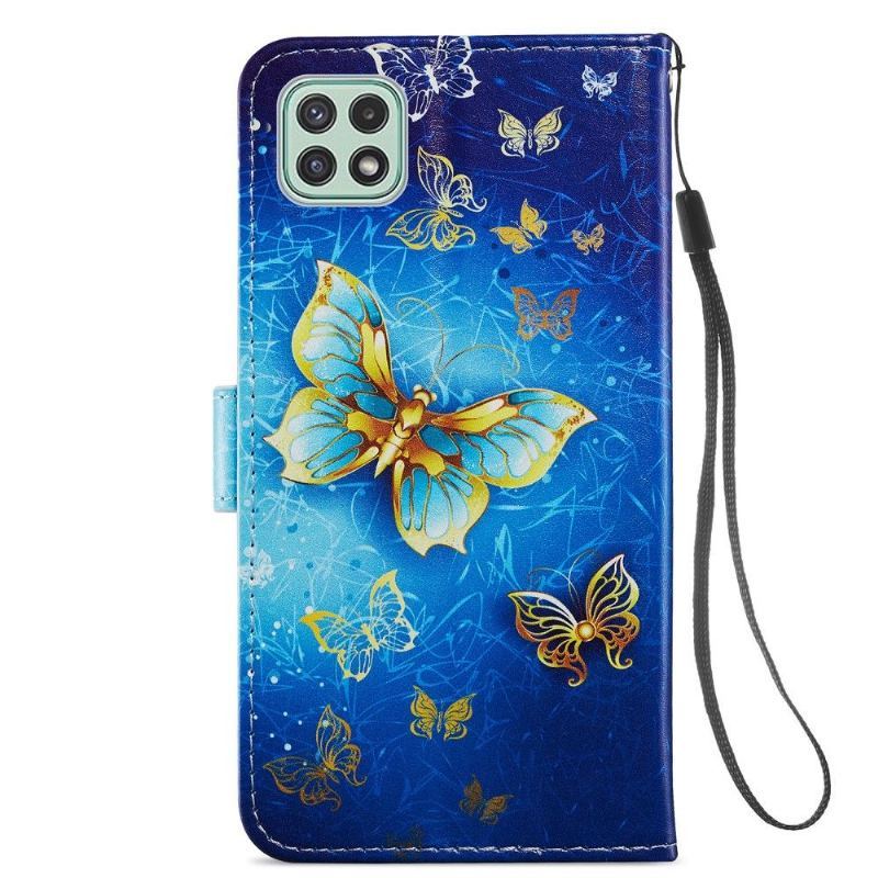 Etui Folio do Samsung Galaxy A22 5G Złoty Motyl