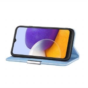 Skórzany Futerał do Samsung Galaxy A22 5G Etui Folio Ziarnista Faux Skórzane Klapki