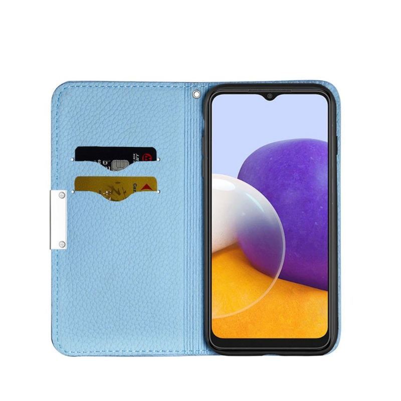 Skórzany Futerał do Samsung Galaxy A22 5G Etui Folio Ziarnista Faux Skórzane Klapki