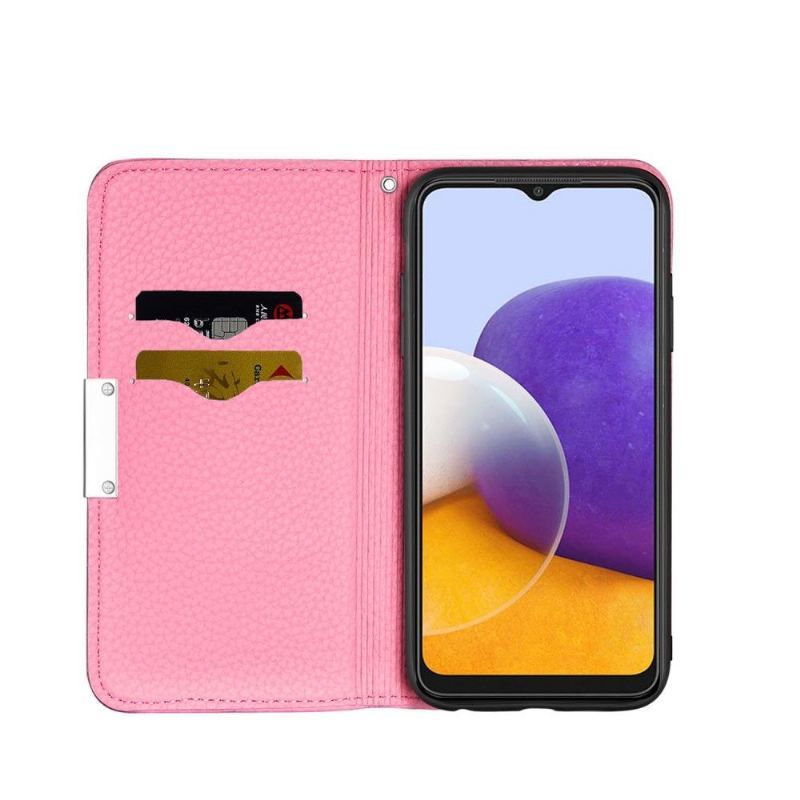 Skórzany Futerał do Samsung Galaxy A22 5G Etui Folio Ziarnista Faux Skórzane Klapki