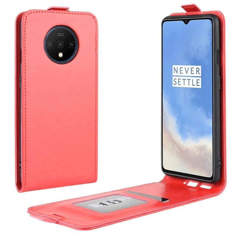 Etui Folio do OnePlus 7T Obrzeża Skórzany Futerał Ze Sztucznej Skóry W Pionie