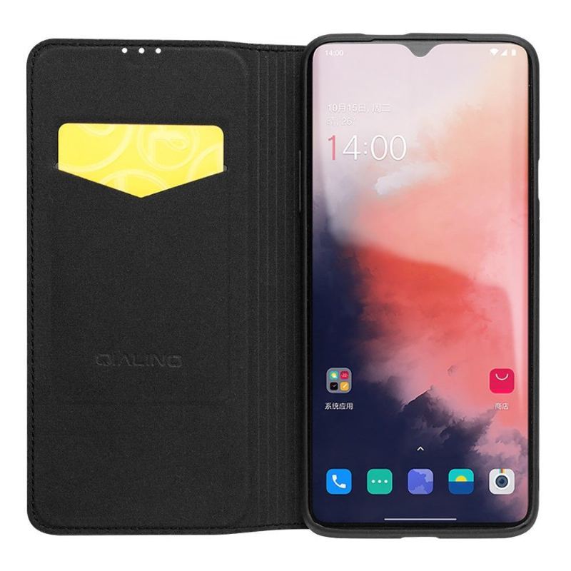 Etui Folio do OnePlus 7T Premium Oryginalna Skóra - Czarny