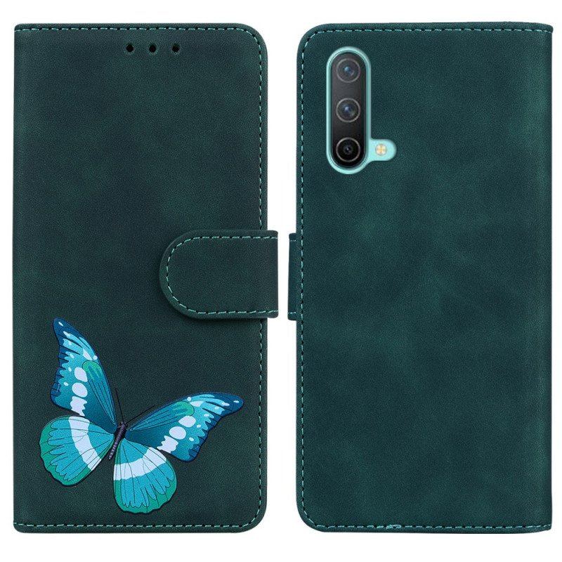 Etui Folio do OnePlus Nord CE 5G Motyl Dotykający Skóry