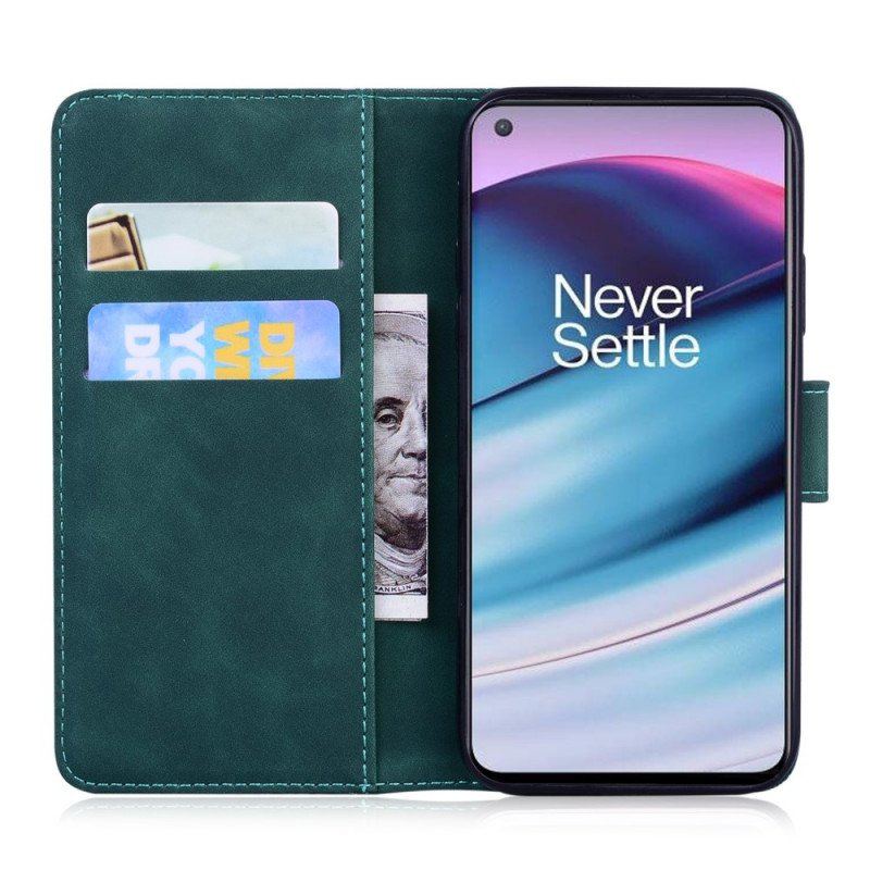 Etui Folio do OnePlus Nord CE 5G Motyl Dotykający Skóry