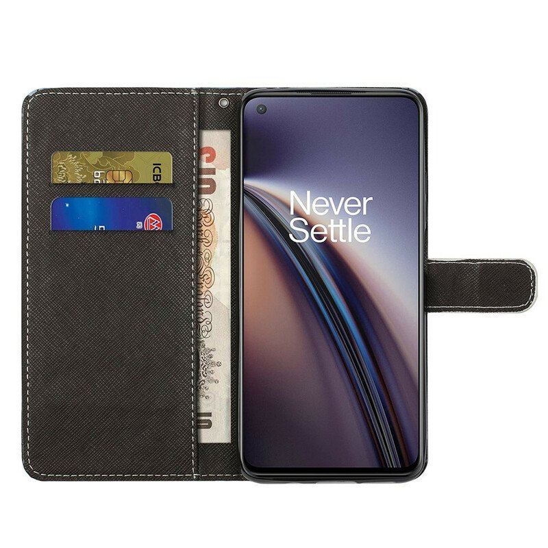 Etui Folio do OnePlus Nord CE 5G z Łańcuch Czarne Kocie Oczy W Paski