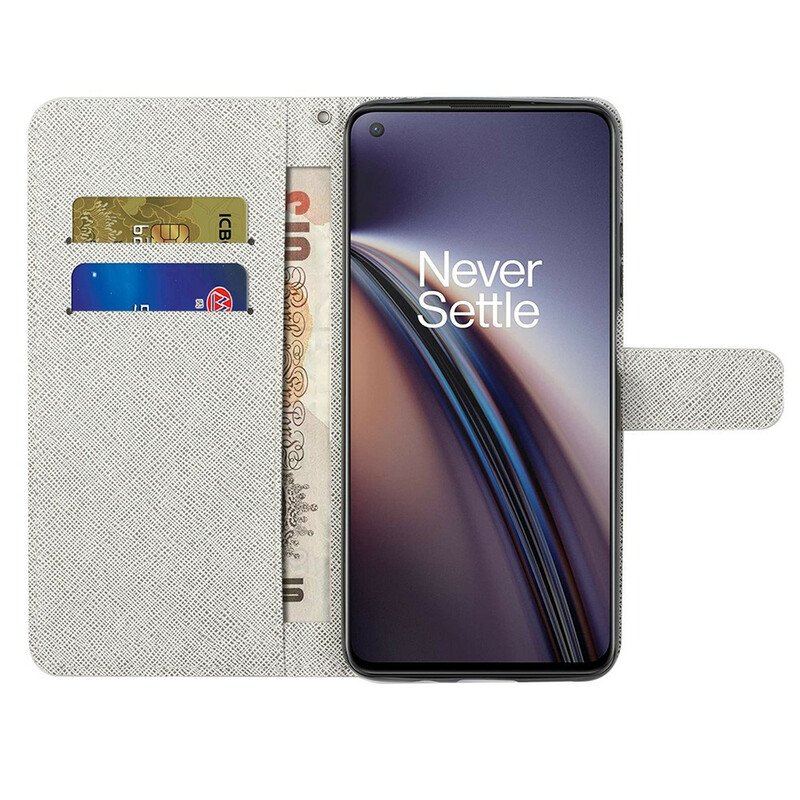 Etui Folio do OnePlus Nord CE 5G z Łańcuch Koty Dostawcze Ze Stringami