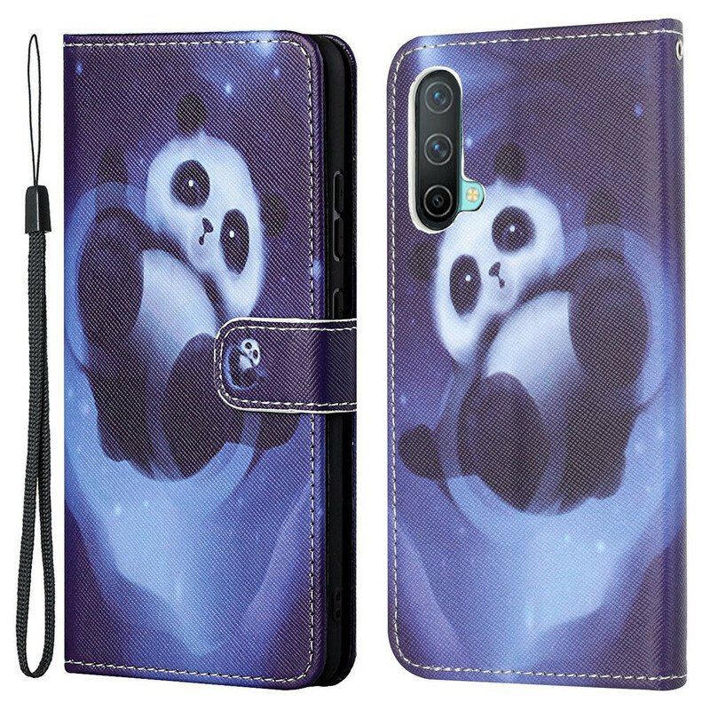 Etui Folio do OnePlus Nord CE 5G z Łańcuch Panda Space Ze Smyczą