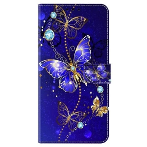 Etui Folio Do Google Pixel 9 Pro Xl Diamentowy Motyl Na Niebieskim Tle