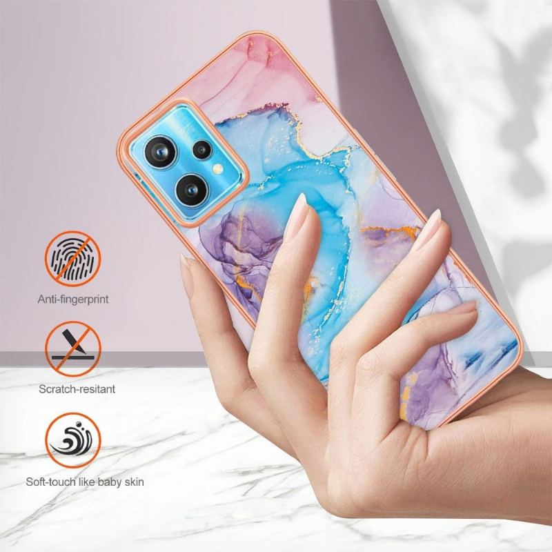 Etui do Realme 9 Pro Plus Biznes Niebieski Kolorowy Marmur