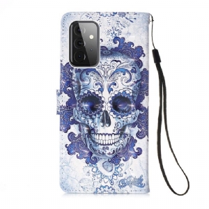 Skórzany Futerał do Samsung Galaxy A72 4G / A72 5G Anti-fall Calavera Wzór