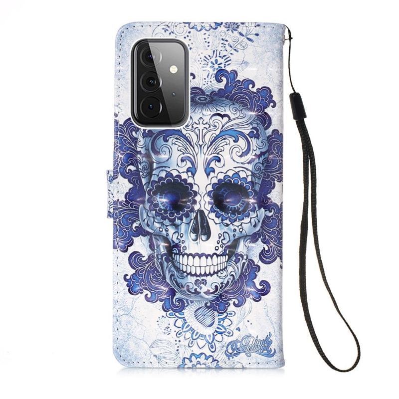 Skórzany Futerał do Samsung Galaxy A72 4G / A72 5G Anti-fall Calavera Wzór