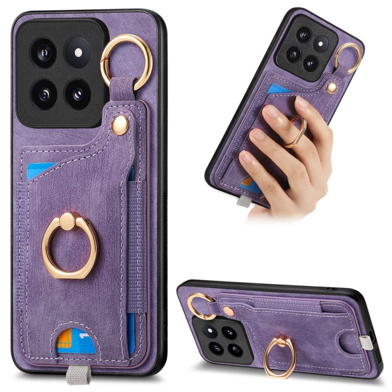 Etui Do Xiaomi 14 Pro Etui Na Karty I Pierścionek W Stylu Retro