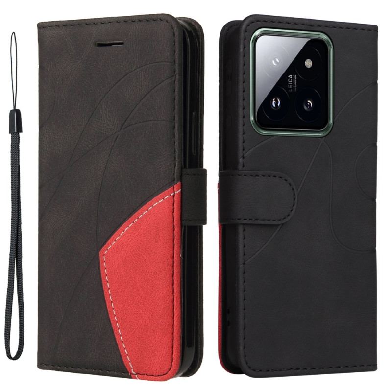 Etui Folio Do Xiaomi 14 Pro Dwukolorowe Faliste Linie