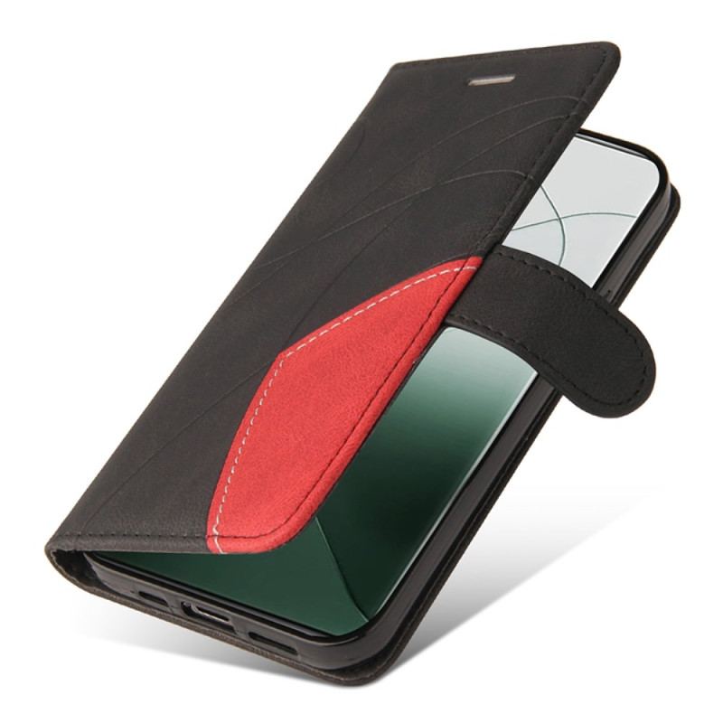 Etui Folio Do Xiaomi 14 Pro Dwukolorowe Faliste Linie