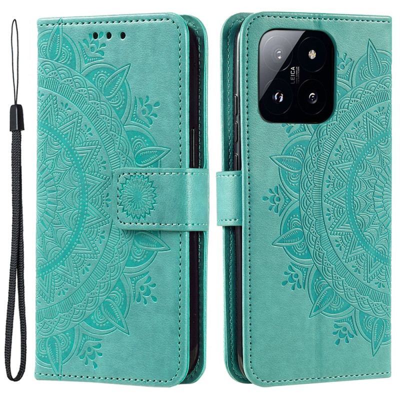 Etui Folio Do Xiaomi 14 Pro Mandala Słońce Z Paskiem