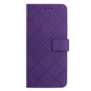 Etui Folio Do Xiaomi 14 Pro Wzór W Romby Na Ramiączkach