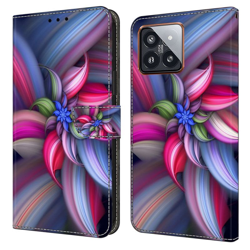 Etui Folio Xiaomi 14 Pro Kolorowe Kwiaty Etui Ochronne