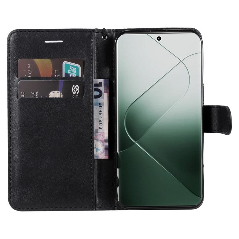 Etui Folio Xiaomi 14 Pro Zwykły Skórzany Model Z Paskiem Etui Ochronne