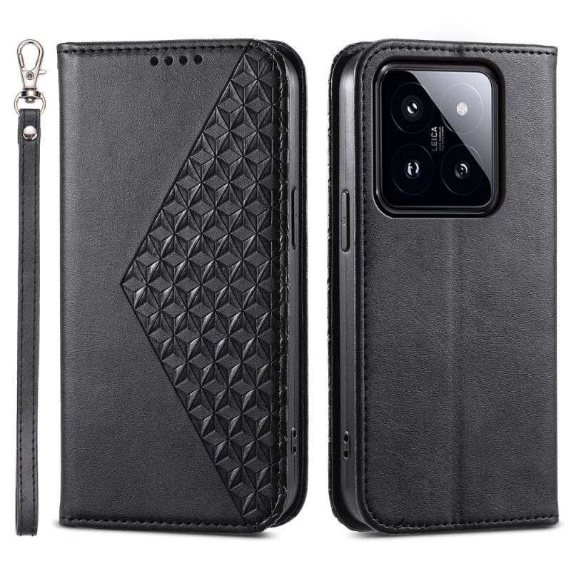 Flip Kotelot Xiaomi 14 Pro Etui Na Telefon Diamenty 3d Z Paskiem