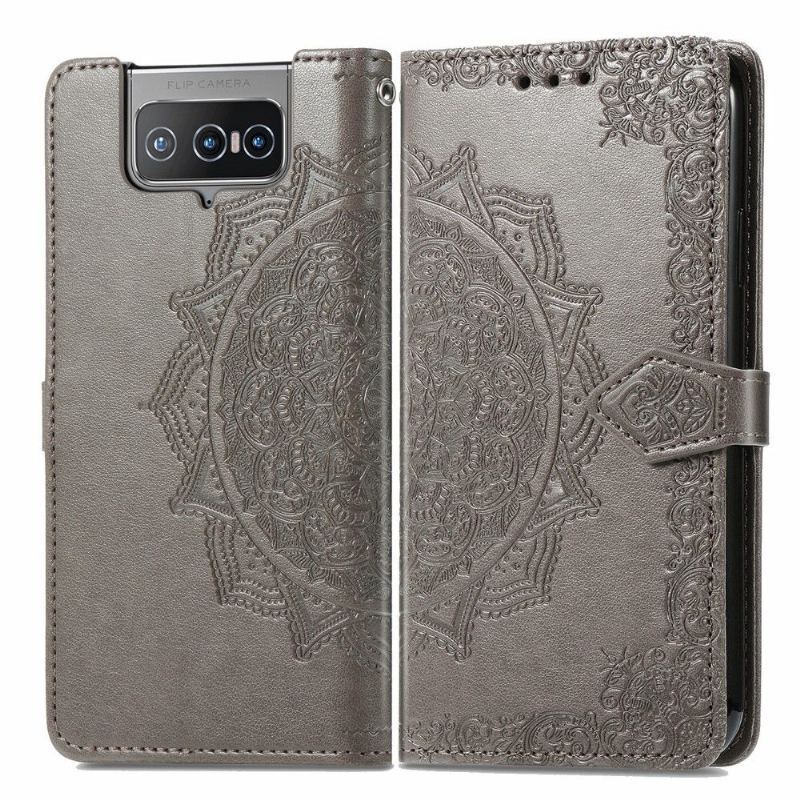 Etui Folio do Asus Zenfone 8 Flip Classic Skórzany Futerał Mandala Relief Faux Leather