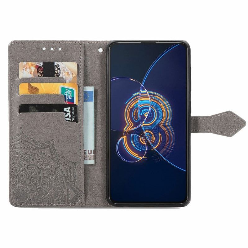 Etui Folio do Asus Zenfone 8 Flip Classic Skórzany Futerał Mandala Relief Faux Leather