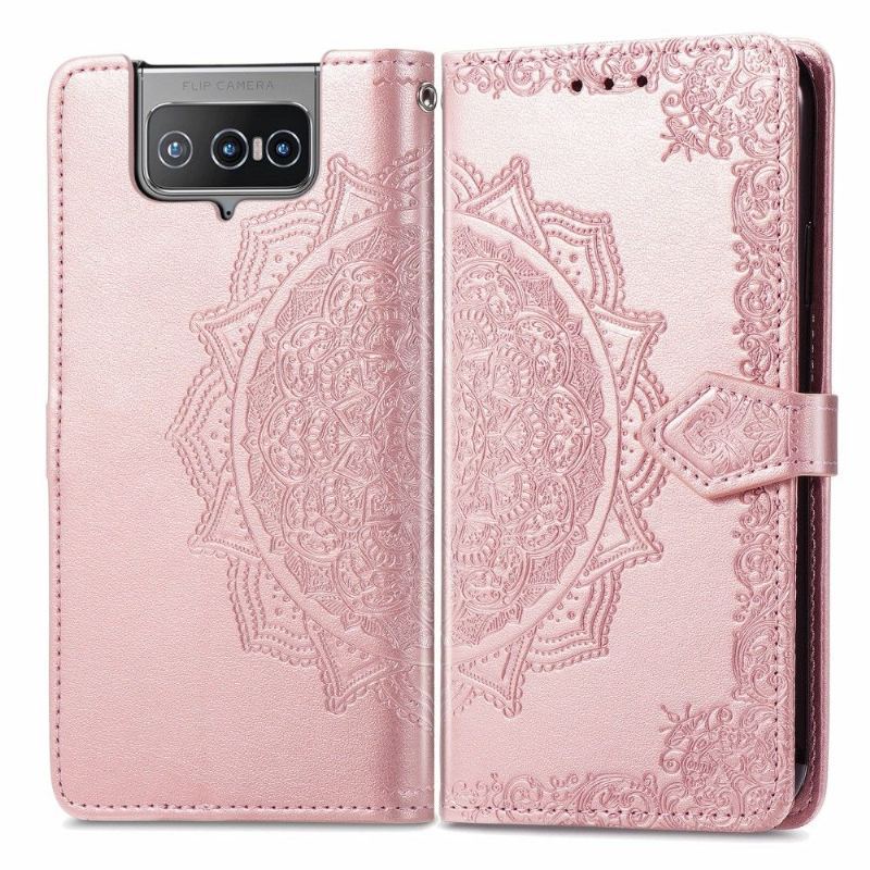 Etui Folio do Asus Zenfone 8 Flip Classic Skórzany Futerał Mandala Relief Faux Leather