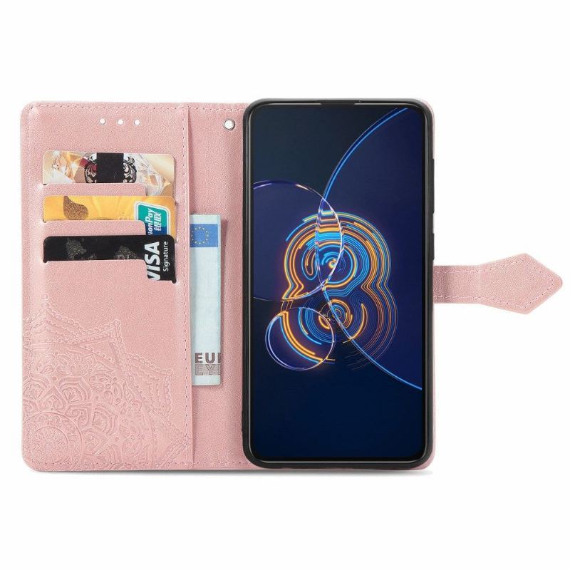 Etui Folio do Asus Zenfone 8 Flip Classic Skórzany Futerał Mandala Relief Faux Leather