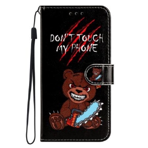 Etui Folio Do Poco C65 Miś Nie Dotykaj Mojego Telefonu Smyczą