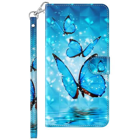 Etui Folio Do Poco C65 Niebieskie Motyle Z Paskiem