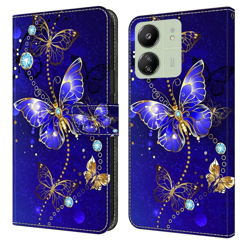 Etui Folio Poco C65 Diamentowy Motyl Z Paskiem Etui Ochronne