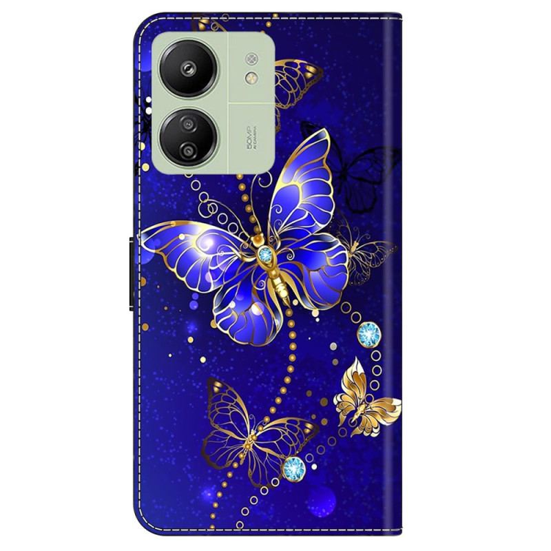 Etui Folio Poco C65 Diamentowy Motyl Z Paskiem Etui Ochronne