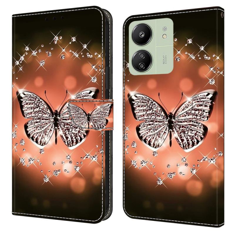 Etui Folio Poco C65 Kryształowy Motyl Etui Ochronne