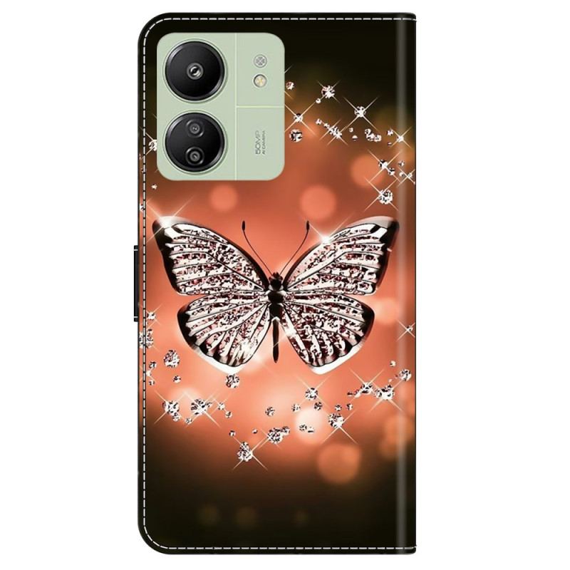 Etui Folio Poco C65 Kryształowy Motyl Etui Ochronne