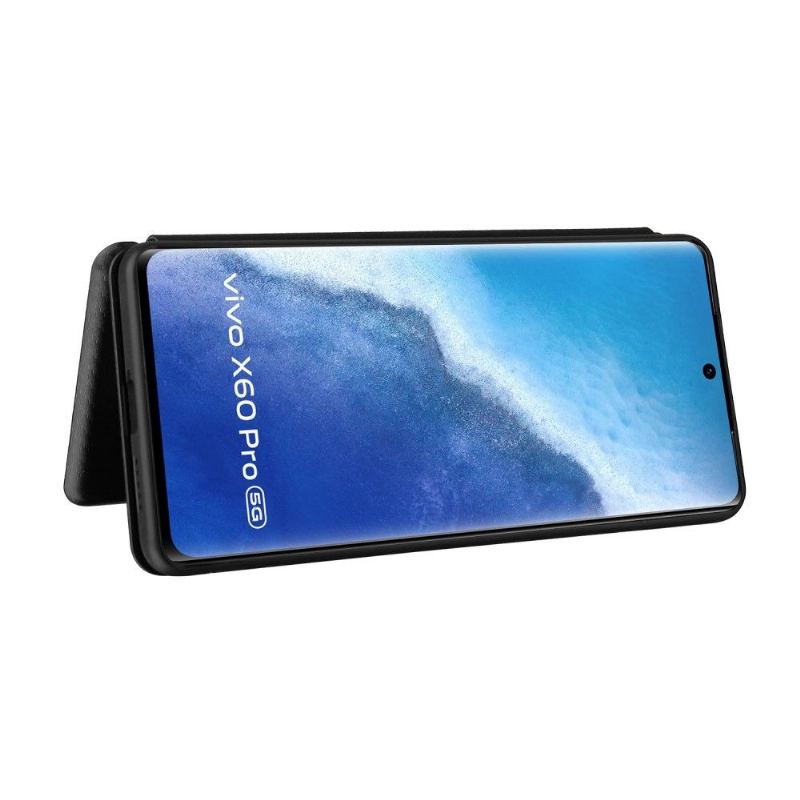 Etui Na Telefon Pokrowce do Vivo X60 Pro Biznes Skóra Ekologiczna Z Włókna Węglowego