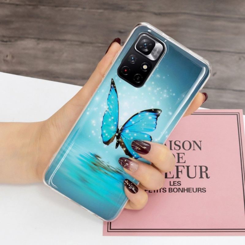 Etui do Xiaomi Redmi Note 11 Pro Plus 5G Biznes Fluorescencyjny Niebieski Motyl