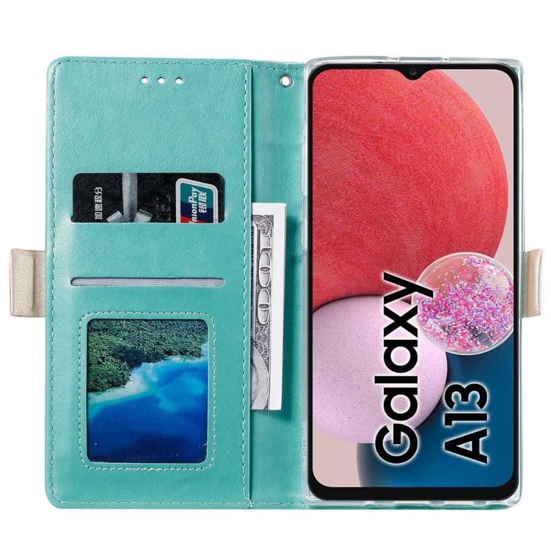 Etui Folio do Samsung Galaxy A13 4G Skórzany Efekt Kwiatowy