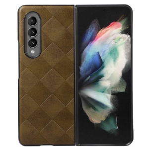 Etui do Samsung Galaxy Z Fold 4 Wzór W Kratkę Z Imitacji Skóry