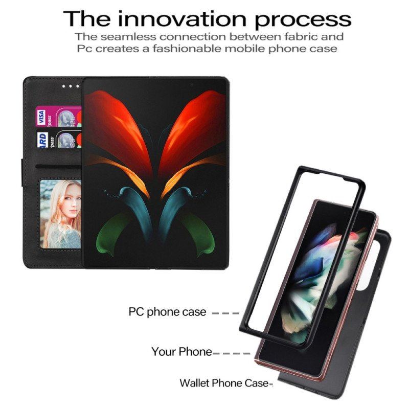 Etui Folio do Samsung Galaxy Z Fold 4 z Łańcuch Glamour Na Ramiączkach