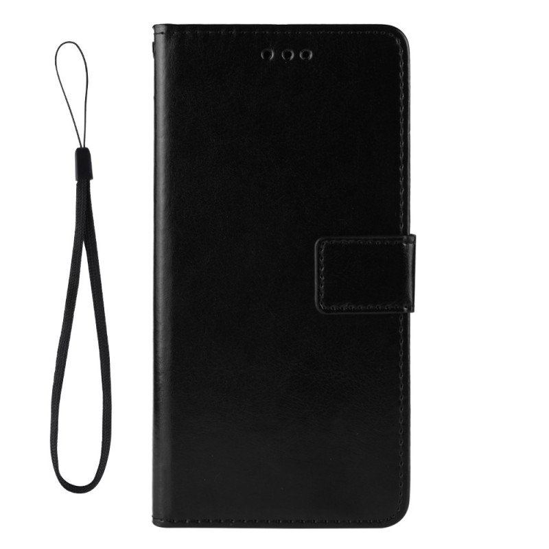 Etui Folio do Samsung Galaxy Z Fold 4 z Łańcuch Klasyczna Gładka Sztuczna Skóra Z Paskami