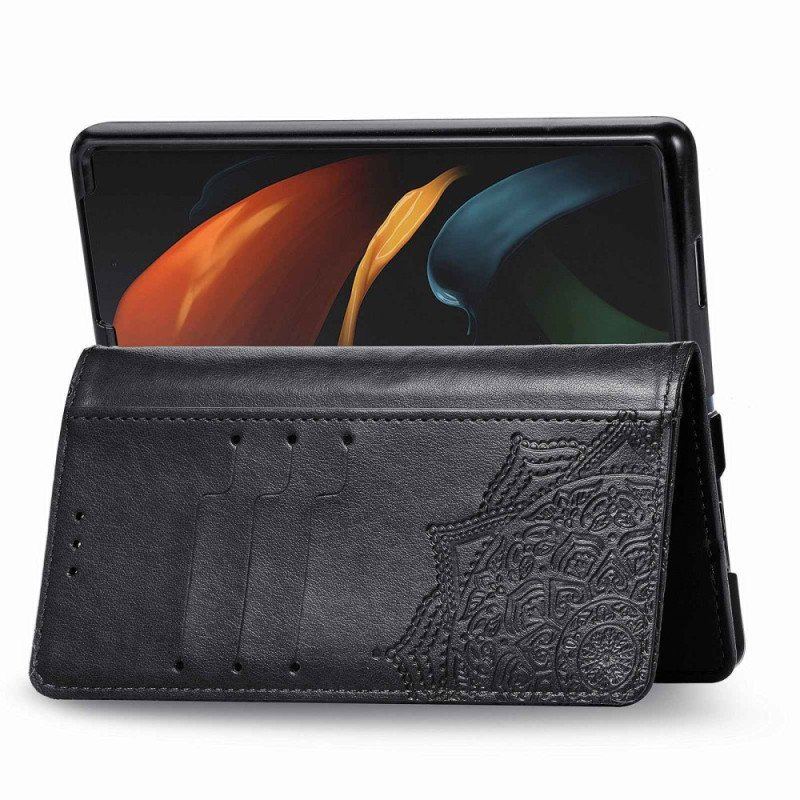 Etui Folio do Samsung Galaxy Z Fold 4 z Łańcuch Średniowieczna Mandala Z Paskami