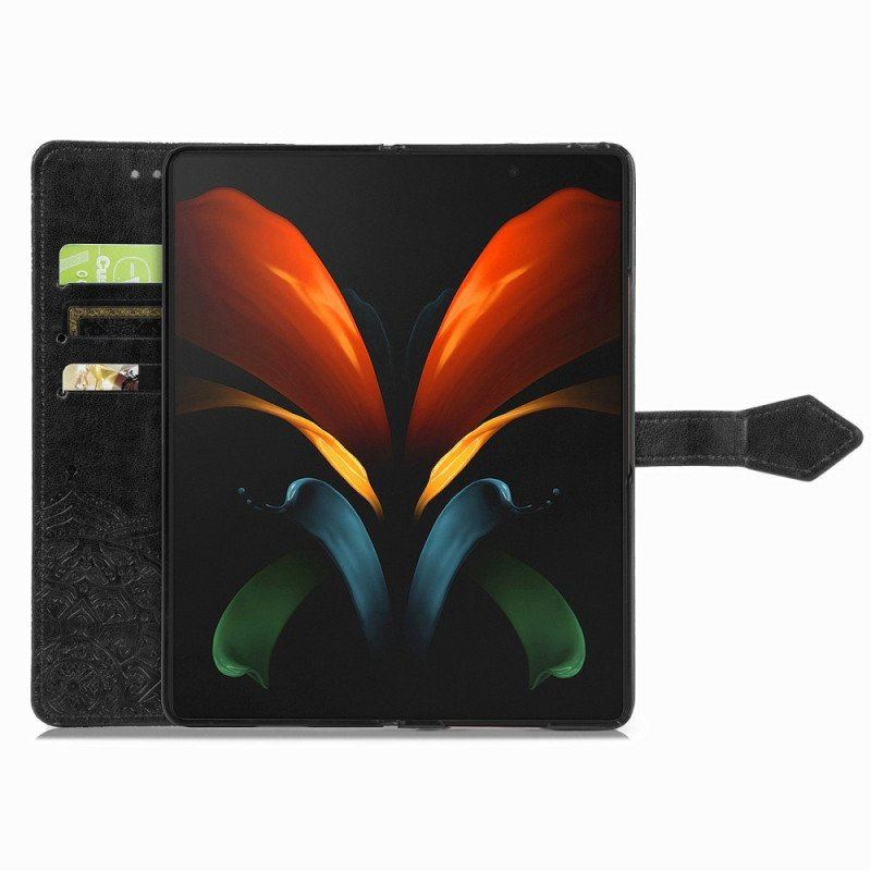 Etui Folio do Samsung Galaxy Z Fold 4 z Łańcuch Średniowieczna Mandala Z Paskami