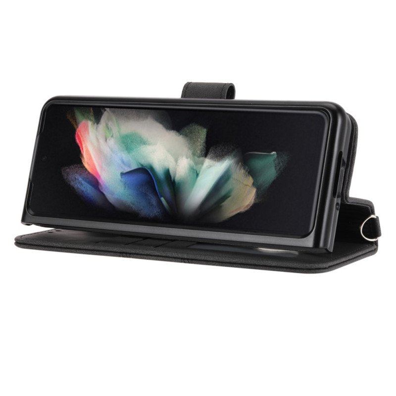 Etui Folio do Samsung Galaxy Z Fold 4 Wzór Paska Ze Sztucznej Skóry