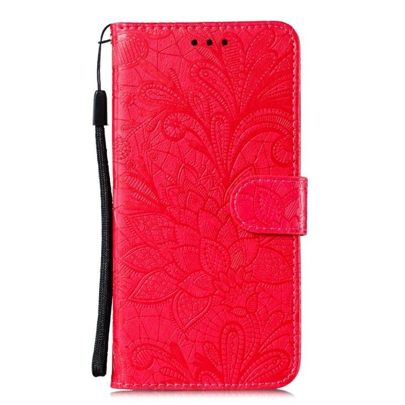 Etui Folio do Samsung Galaxy A41 Szykowny Koronkowy Kwiat