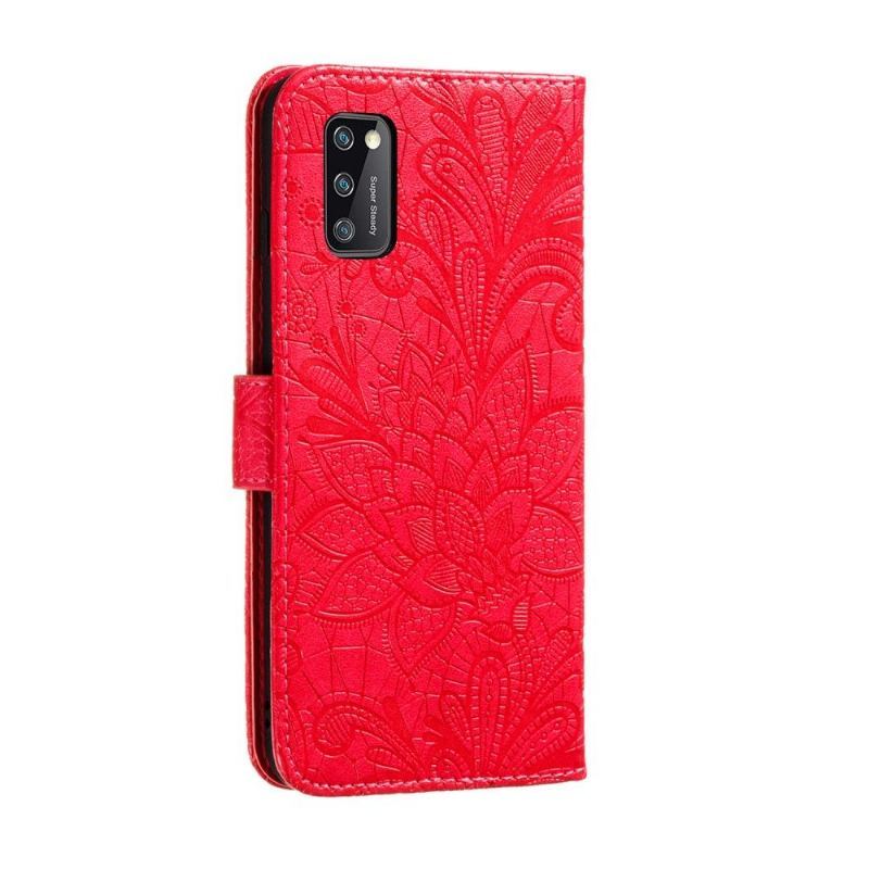 Etui Folio do Samsung Galaxy A41 Szykowny Koronkowy Kwiat